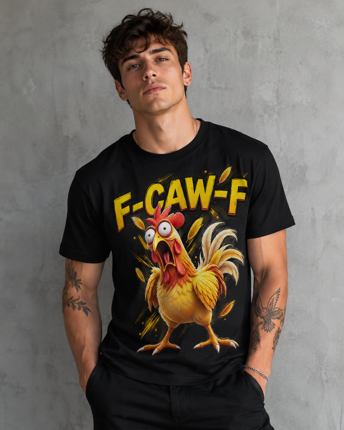 F-CAW-F Funny Chicken Graphic T-Shirt – Sarcastic Adult Humor Tee
