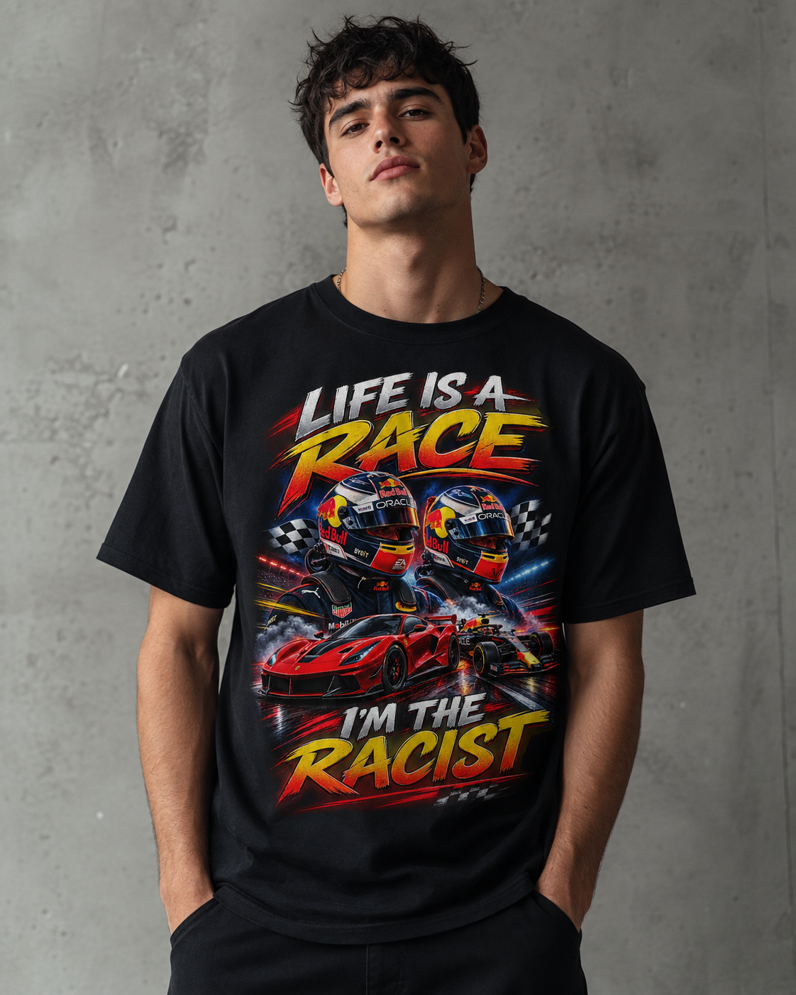 Life Is a Race Funny Racing Graphic T-Shirt – Motorsport Humor Tee