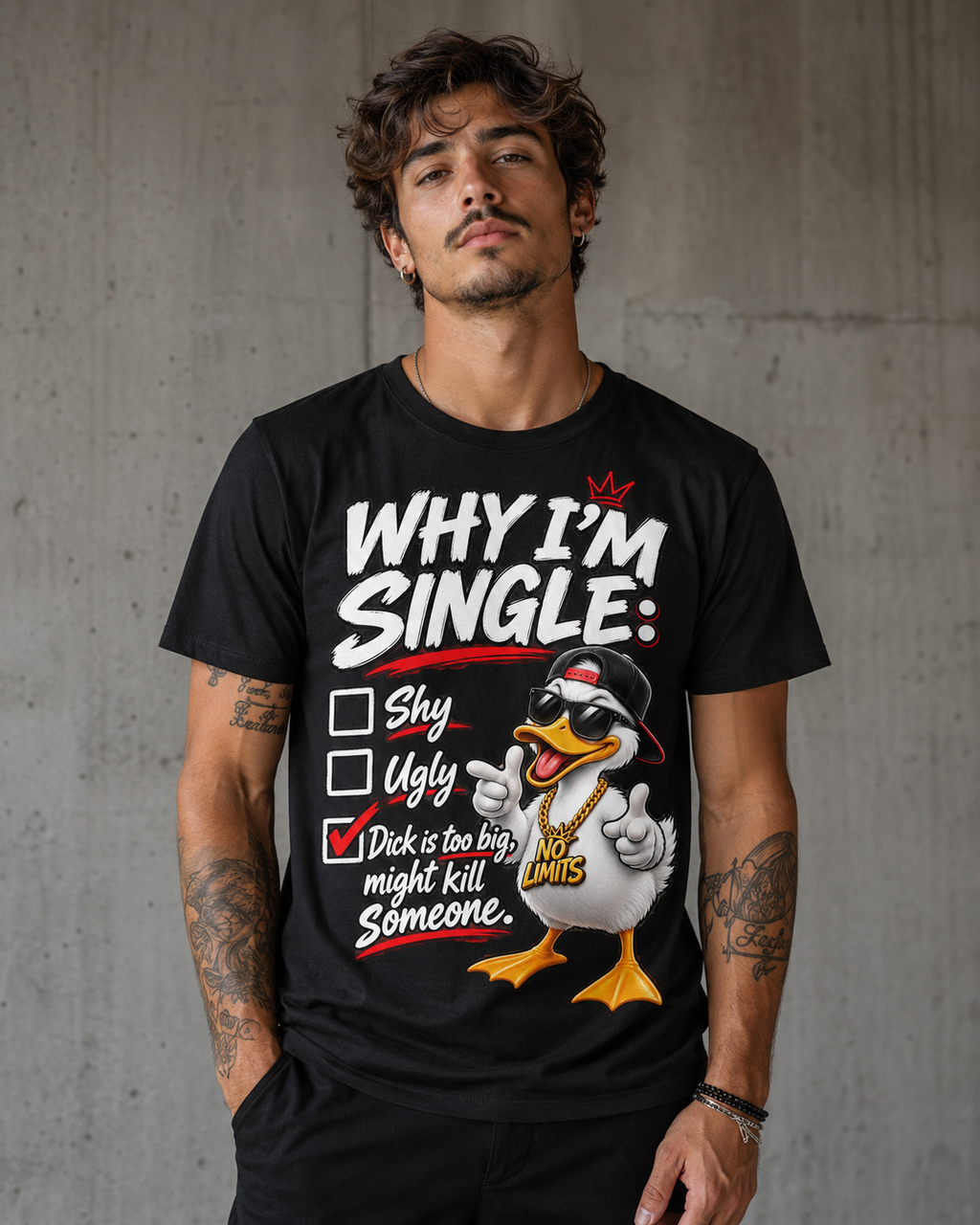 Why I’m Single Funny Duck Graphic T-Shirt – Adult Humor Tee